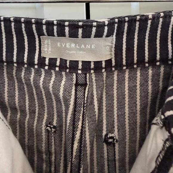Everlane Pinstripe Utility Barrel Jeans - Size 0 - Picture 2 of 3